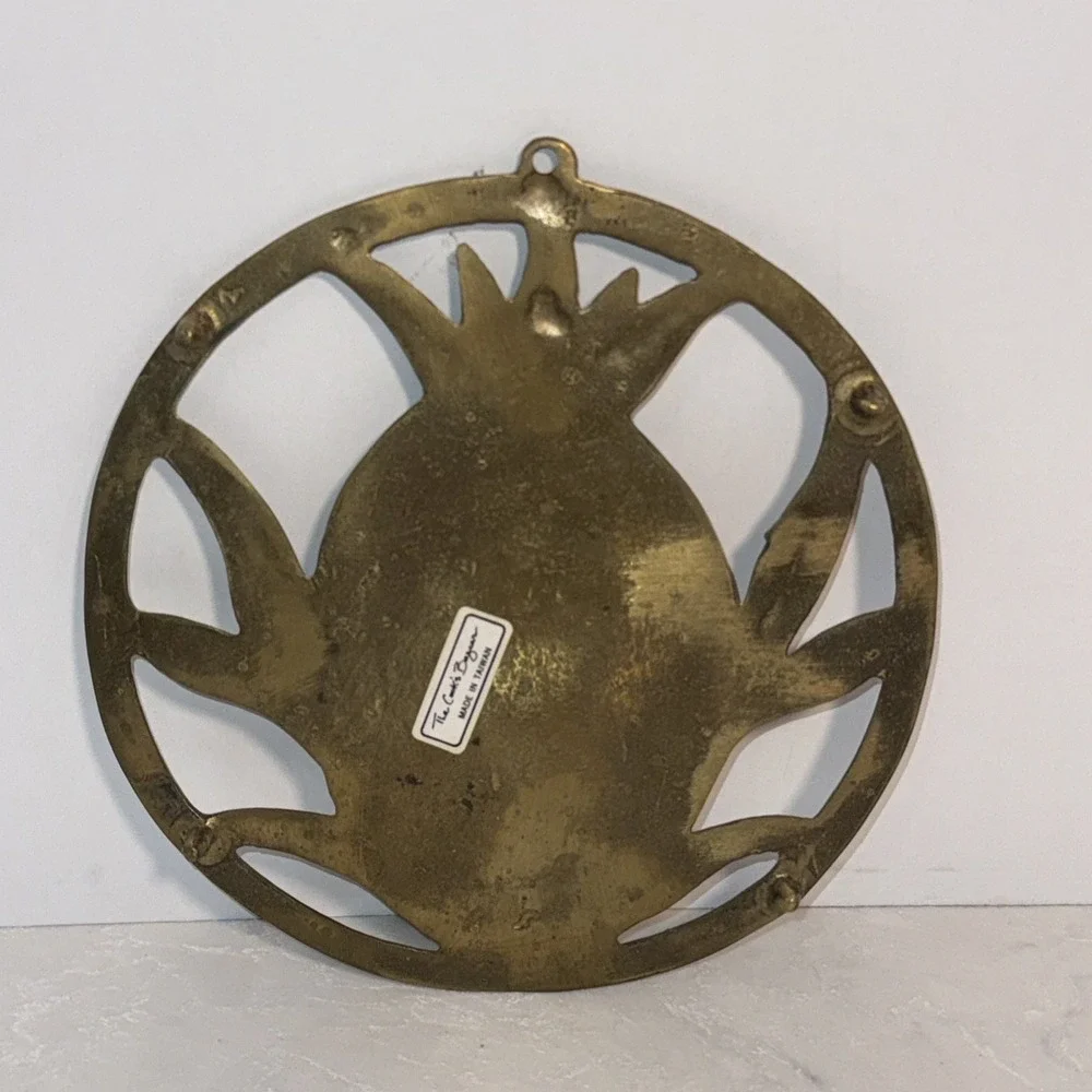 Vintage Taiwan Solid Brass Pineapple Trivet 7.5